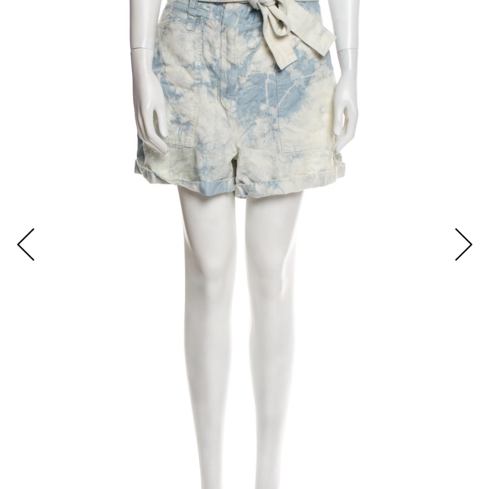 A.L.C. Blue and Cream High Waist Shorts